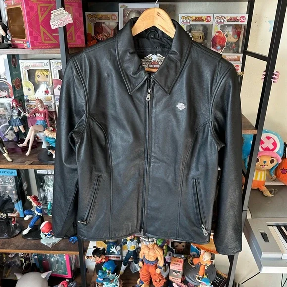 Harley Davidson Women’s L Moto Leather Jacket Heavy Genuine Leather - Picture 2 of 10